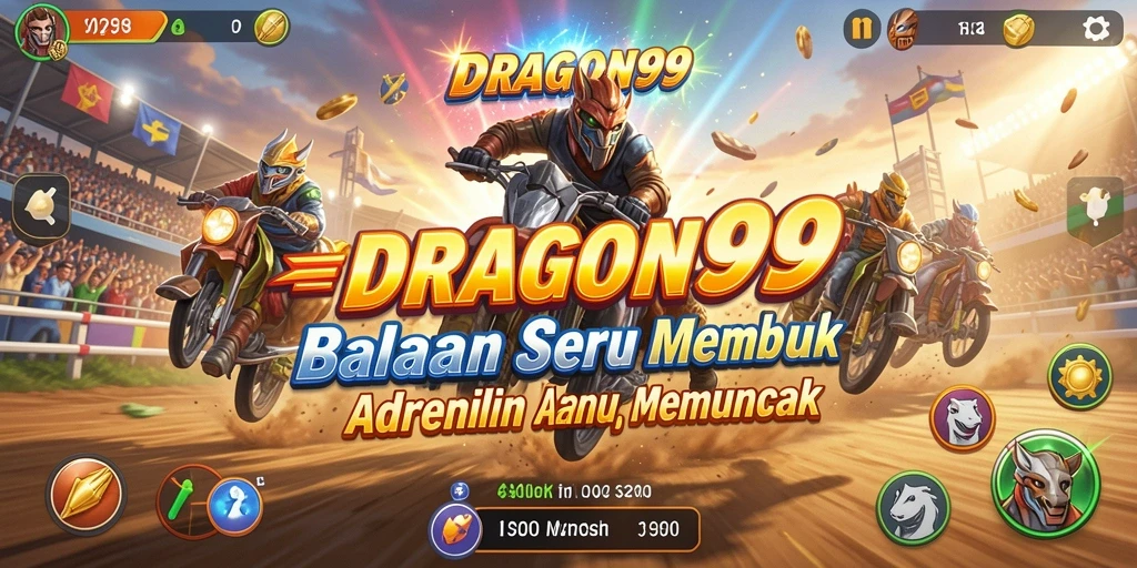 Tangkapan layar DRAGON99 menunjukkan pengguna sedang balapan di trek menegangkan.