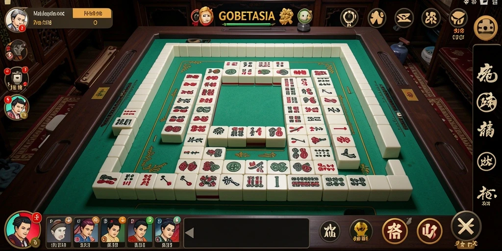 Tampilan gameplay GOBETASIA dengan suasana Mahjong yang menarik.