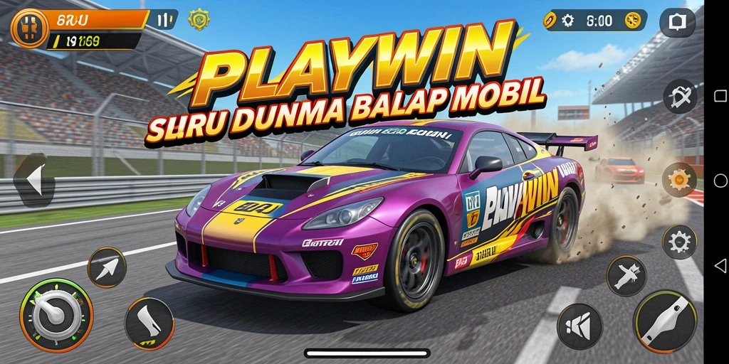 Tampilan menarik dari gameplay balapan di PLAYWIN dengan mobil yang cepat.