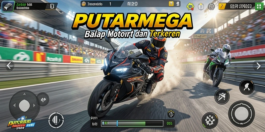 Screenshot PUTARMEGA menampilkan aksi balapan yang seru dan grafis menawan.
