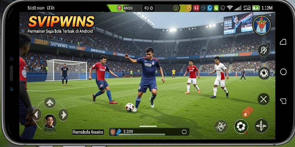 Tampilan gameplay SVIPWINS dengan aksi sepak bola yang seru.