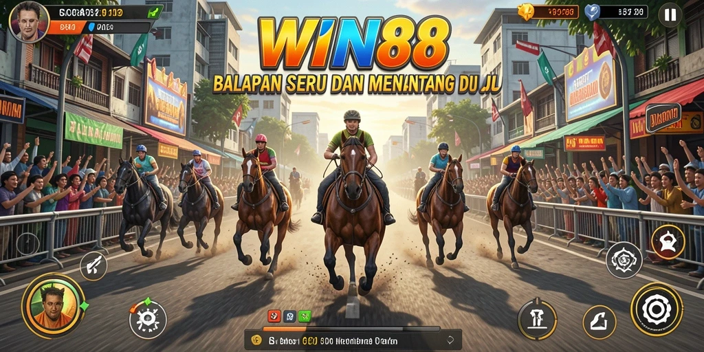 Screenshot gameplay WIN88 yang penuh aksi balapan.